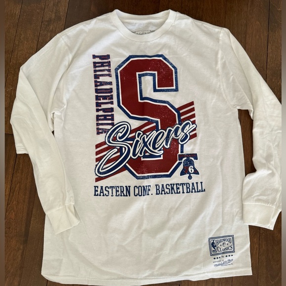 Mitchell & Ness Youth Philadelphia Sixers 76ers long sleeve shirt. Large. NWT - Picture 1 of 2